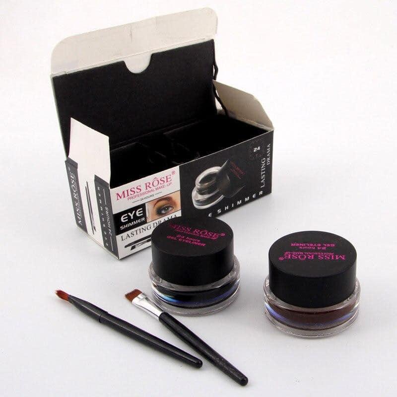 Miss Rose 2-in-1 Gel Eyeliner | MISS ROSE Gel Eyeliner - 2 color set Black and Brown | Gel Kajal 24 Hours Stay Eye Liner Soft and Smooth - Zari Villas
