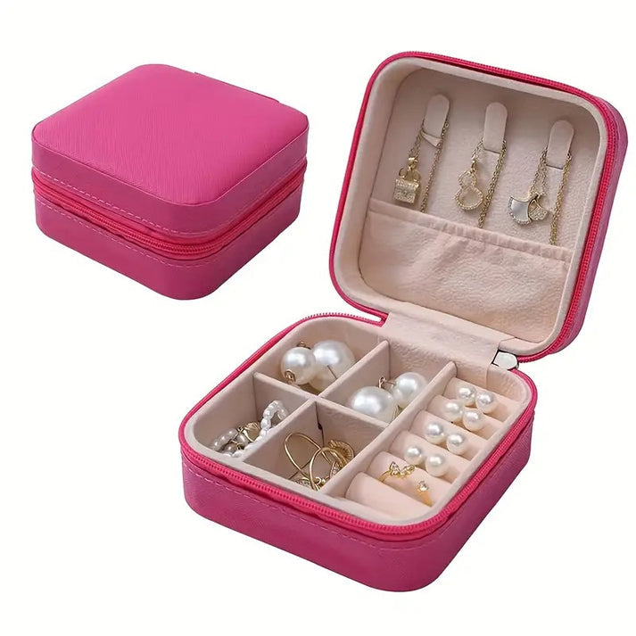 Portable Travel Mini Jewelry Box | Leather Jewellery Organizer - Zari Villas