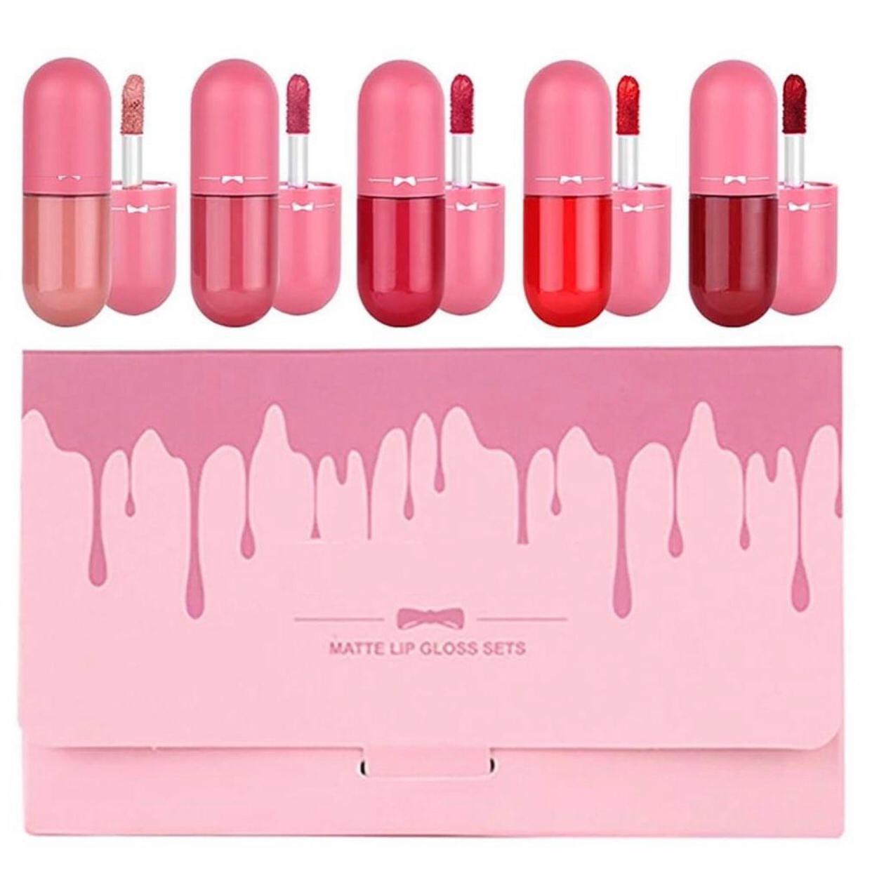 Gegemoon Pack of 5 Matte Lip Gloss Kit | 5 Capsule Matte Lipstick Set| Pack of 5 Lip Gloss set - Zari Villas