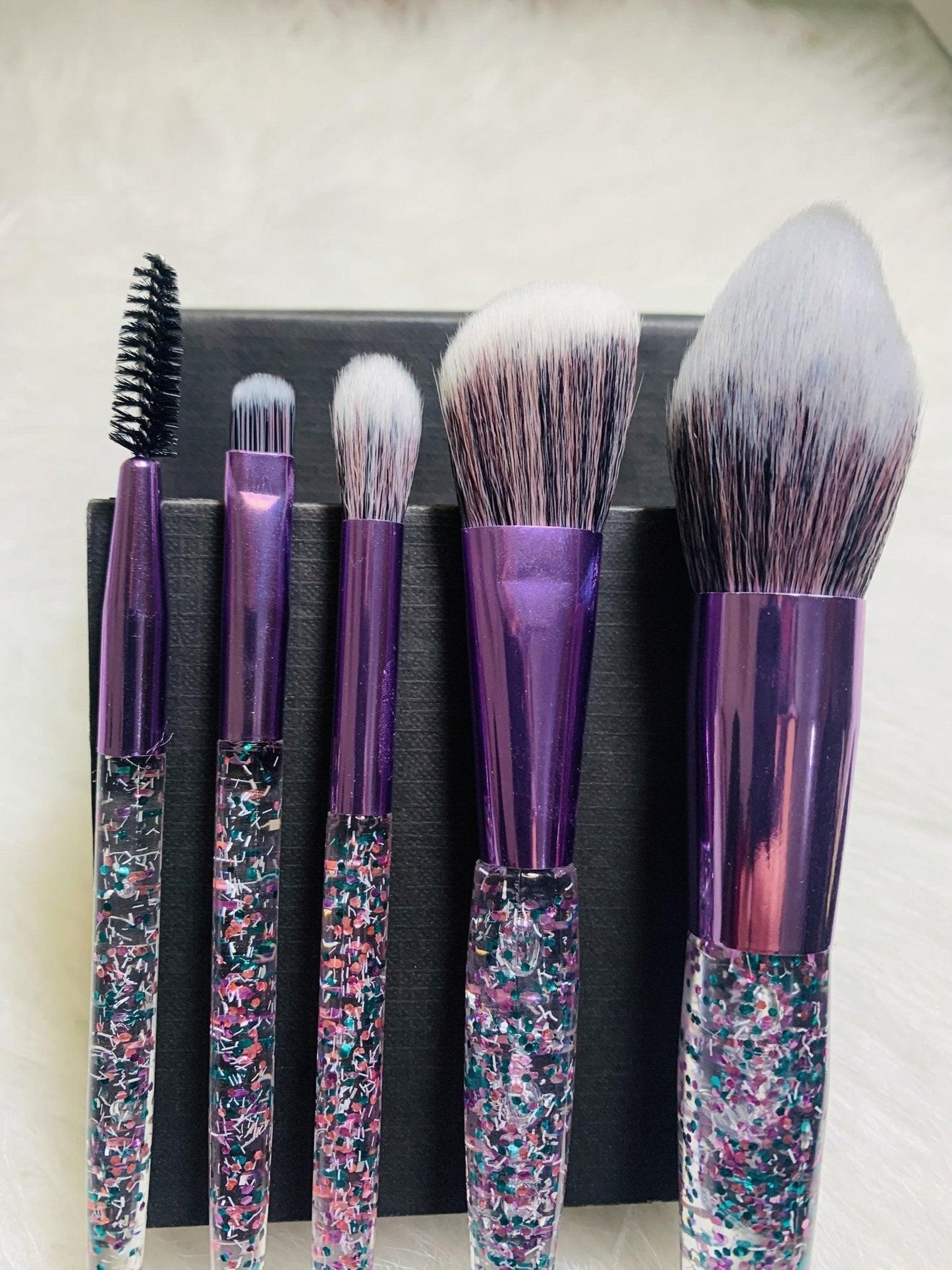 10 Piece Purple Confetti Makeup Brush Set - Soft & Fluffy Vegan Friendly Brushes - Zari Villas