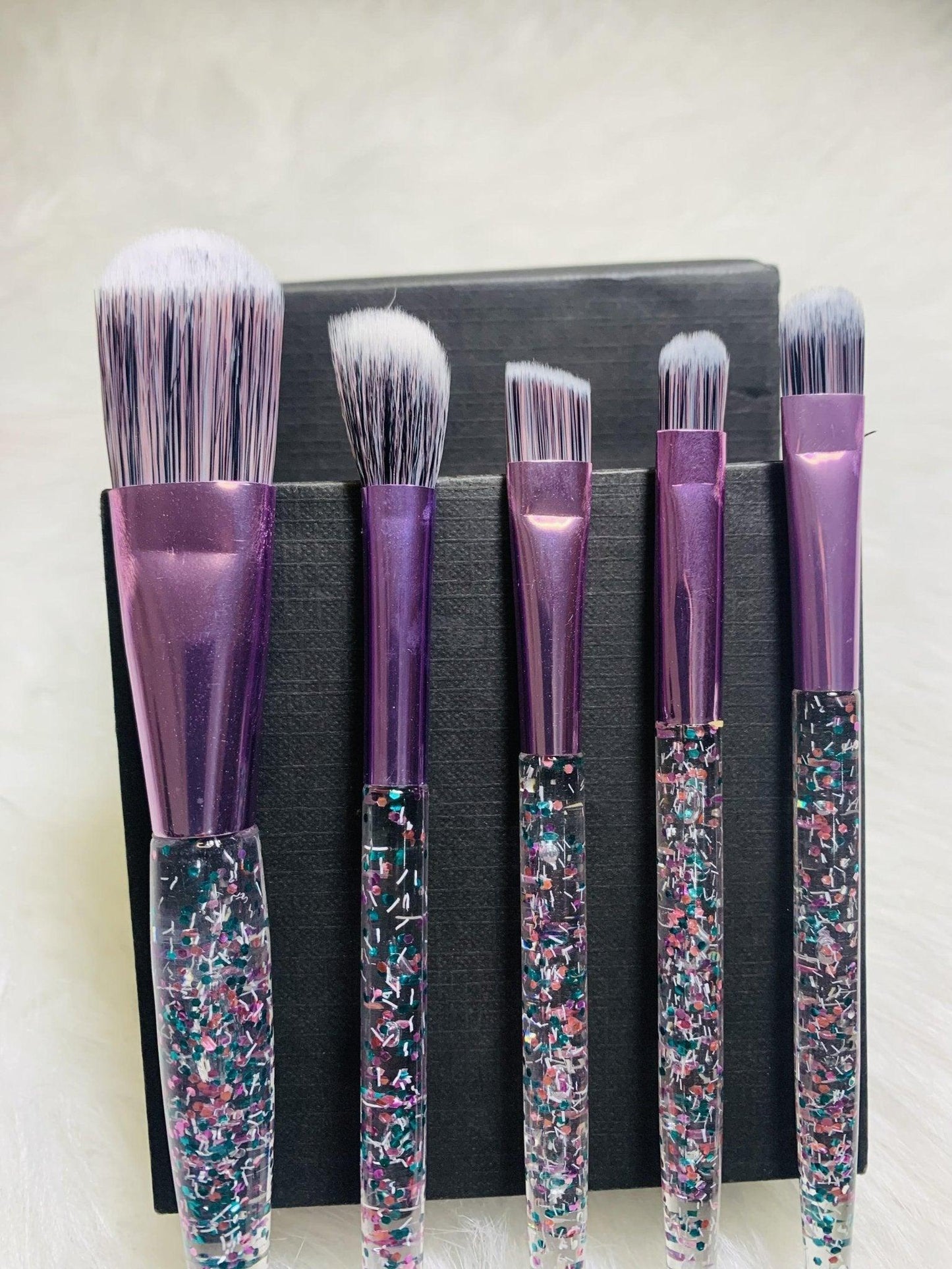 10 Piece Purple Confetti Makeup Brush Set - Soft & Fluffy Vegan Friendly Brushes - Zari Villas