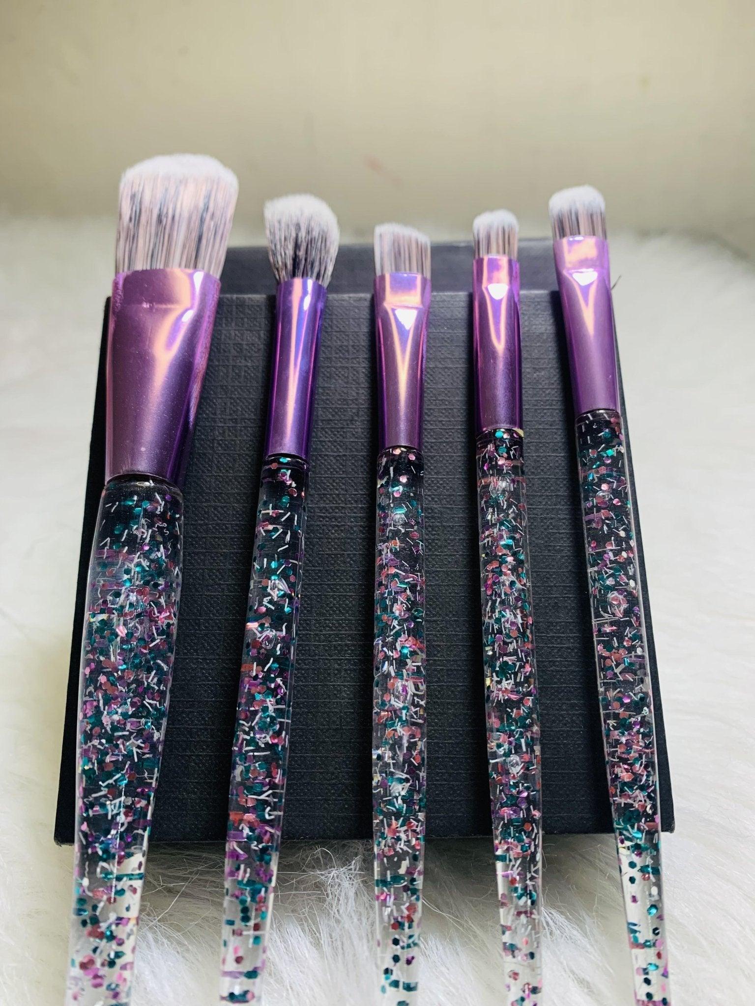 10 Piece Purple Confetti Makeup Brush Set - Soft & Fluffy Vegan Friendly Brushes - Zari Villas