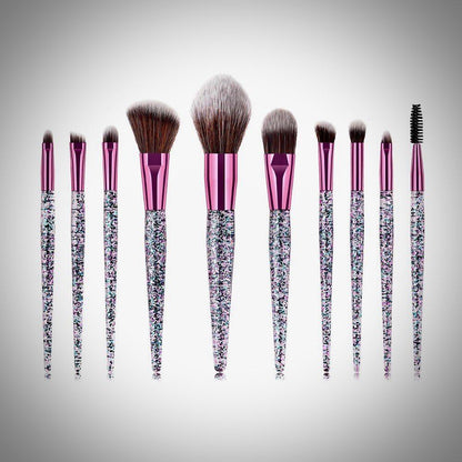 10 Piece Purple Confetti Makeup Brush Set - Soft & Fluffy Vegan Friendly Brushes - Zari Villas