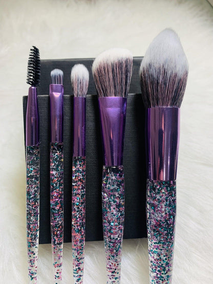 10 Piece Purple Confetti Makeup Brush Set - Soft & Fluffy Vegan Friendly Brushes - Zari Villas