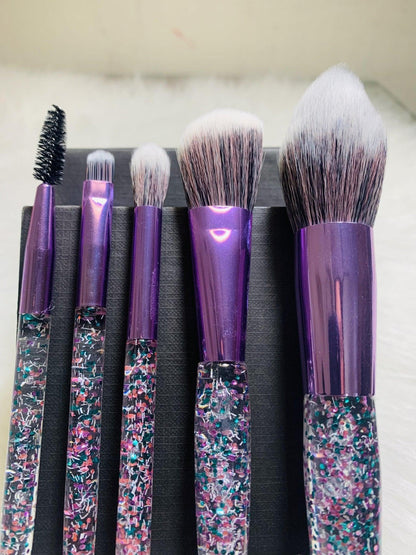 10 Piece Purple Confetti Makeup Brush Set - Soft & Fluffy Vegan Friendly Brushes - Zari Villas