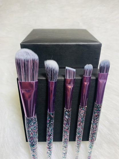 10 Piece Purple Confetti Makeup Brush Set - Soft & Fluffy Vegan Friendly Brushes - Zari Villas