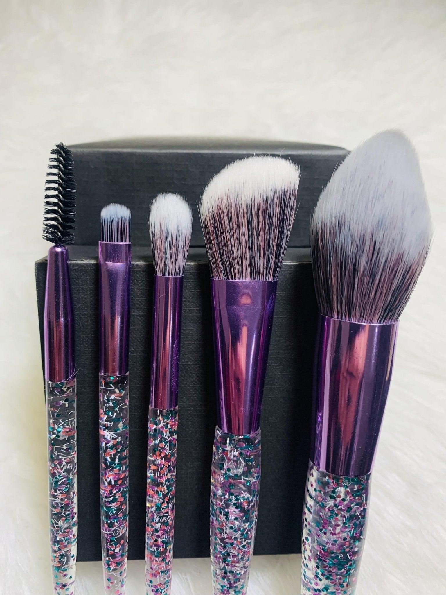 10 Piece Purple Confetti Makeup Brush Set - Soft & Fluffy Vegan Friendly Brushes - Zari Villas