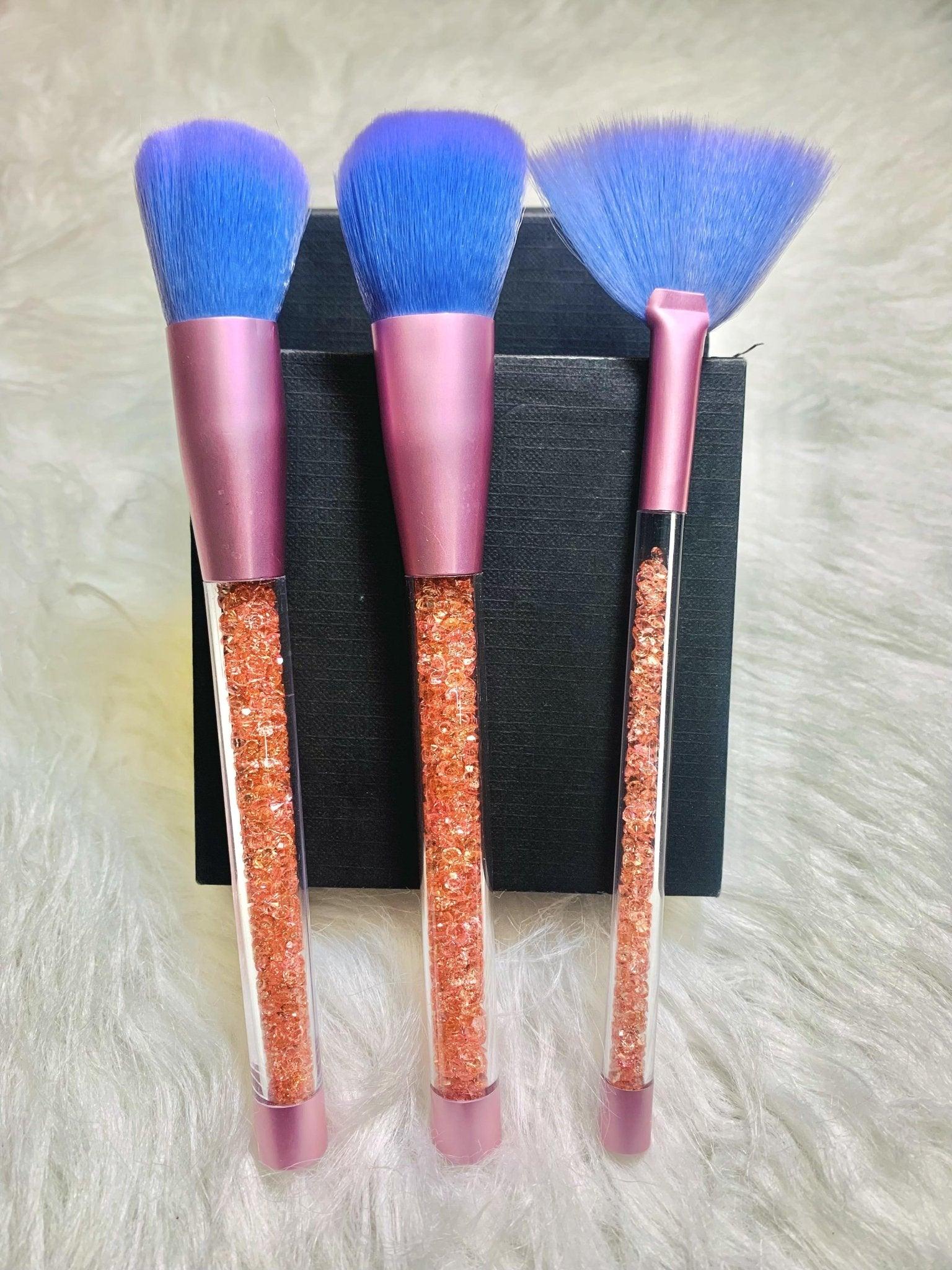 7 Piece Pink & Blue Makeup Brush Set - Soft & Fluffy Vegan Friendly Brushes - Zari Villas