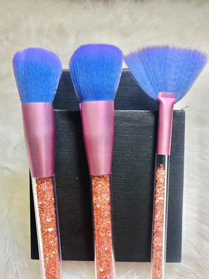 7 Piece Pink & Blue Makeup Brush Set - Soft & Fluffy Vegan Friendly Brushes - Zari Villas