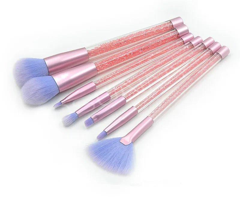 7 Piece Pink & Blue Makeup Brush Set - Soft & Fluffy Vegan Friendly Brushes - Zari Villas