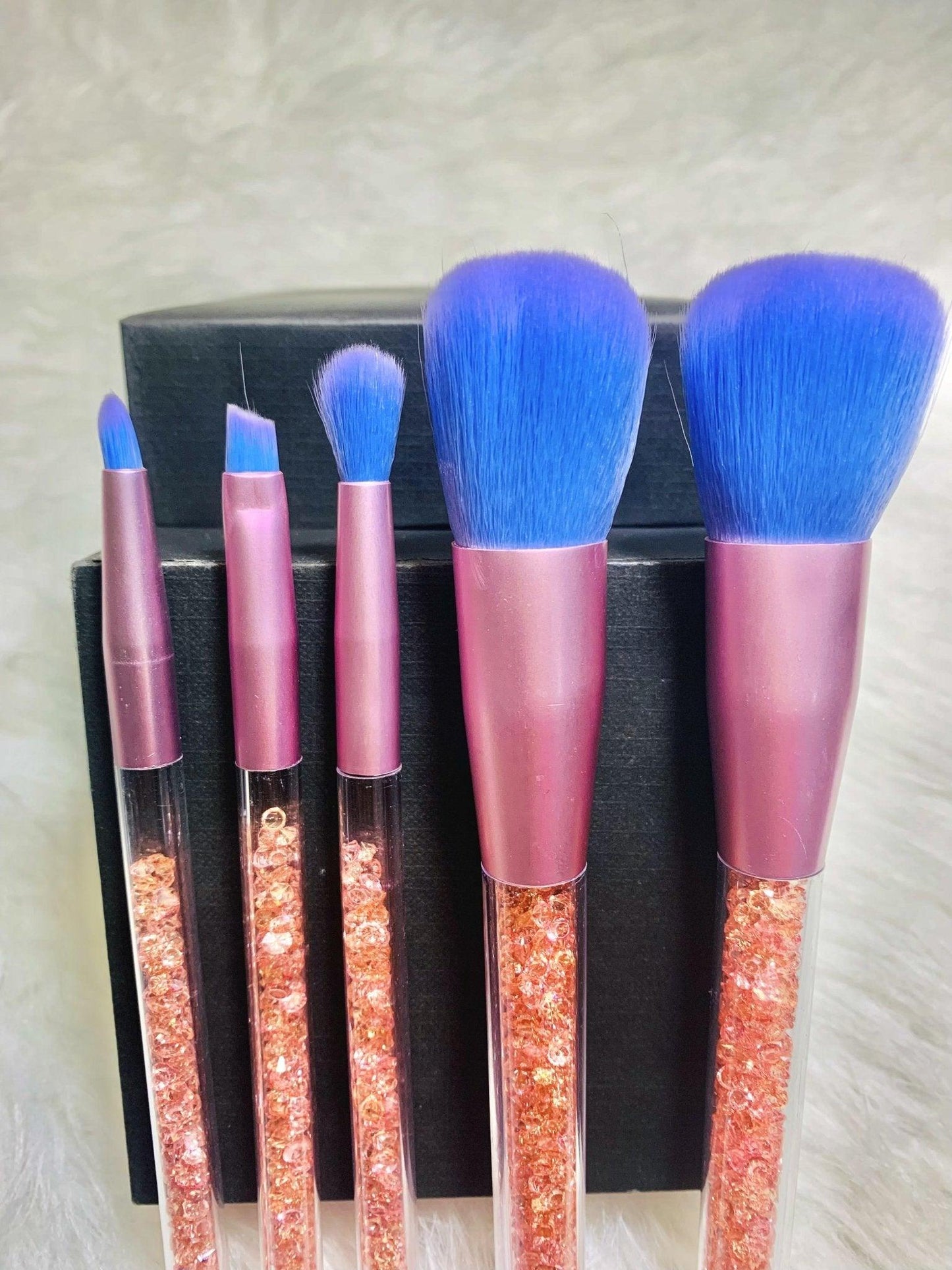 7 Piece Pink & Blue Makeup Brush Set - Soft & Fluffy Vegan Friendly Brushes - Zari Villas