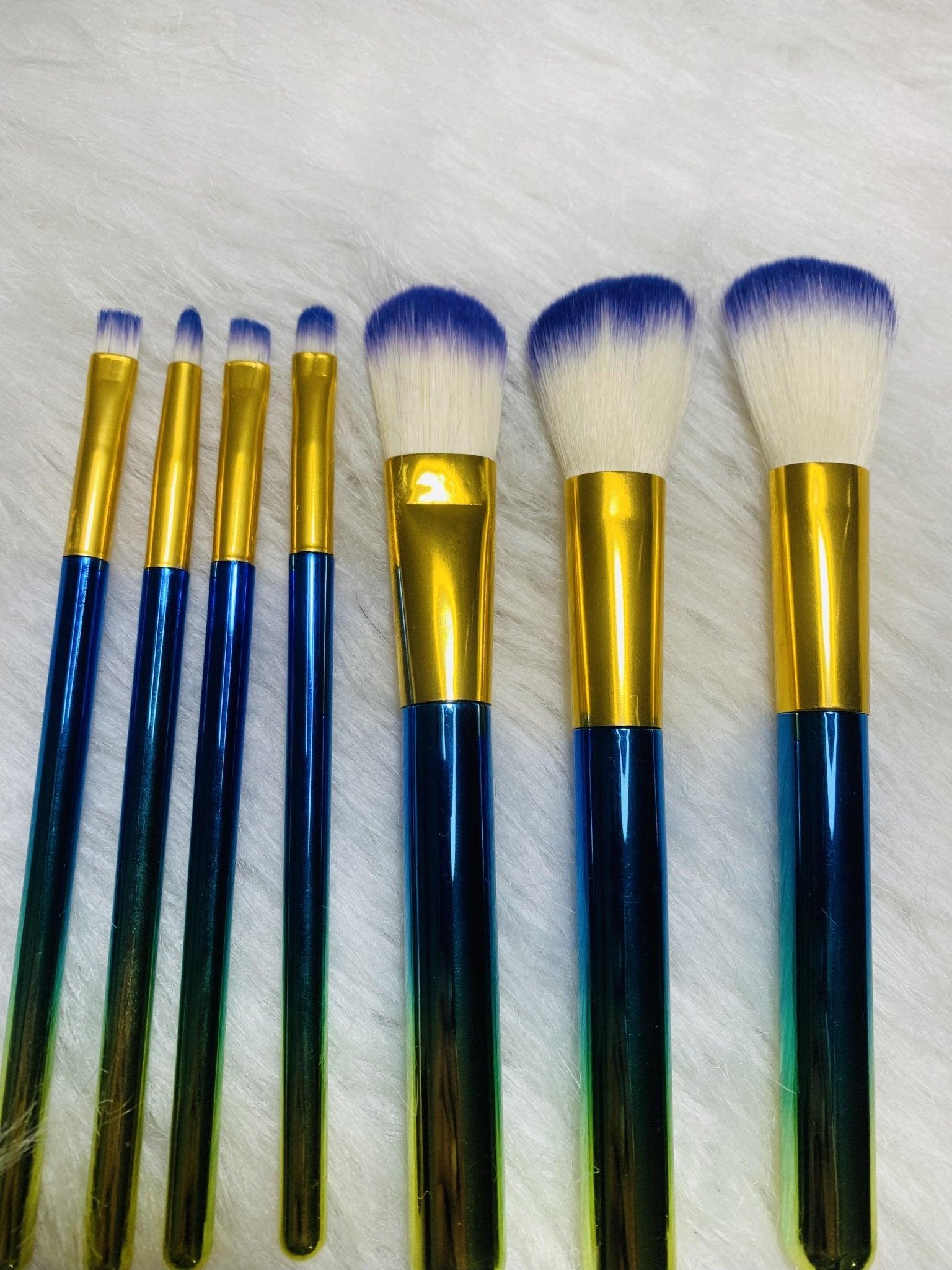 7 Piece Purple Gold Makeup Brush Set - Vegan Friendly & Ultra-Soft - Zari Villas