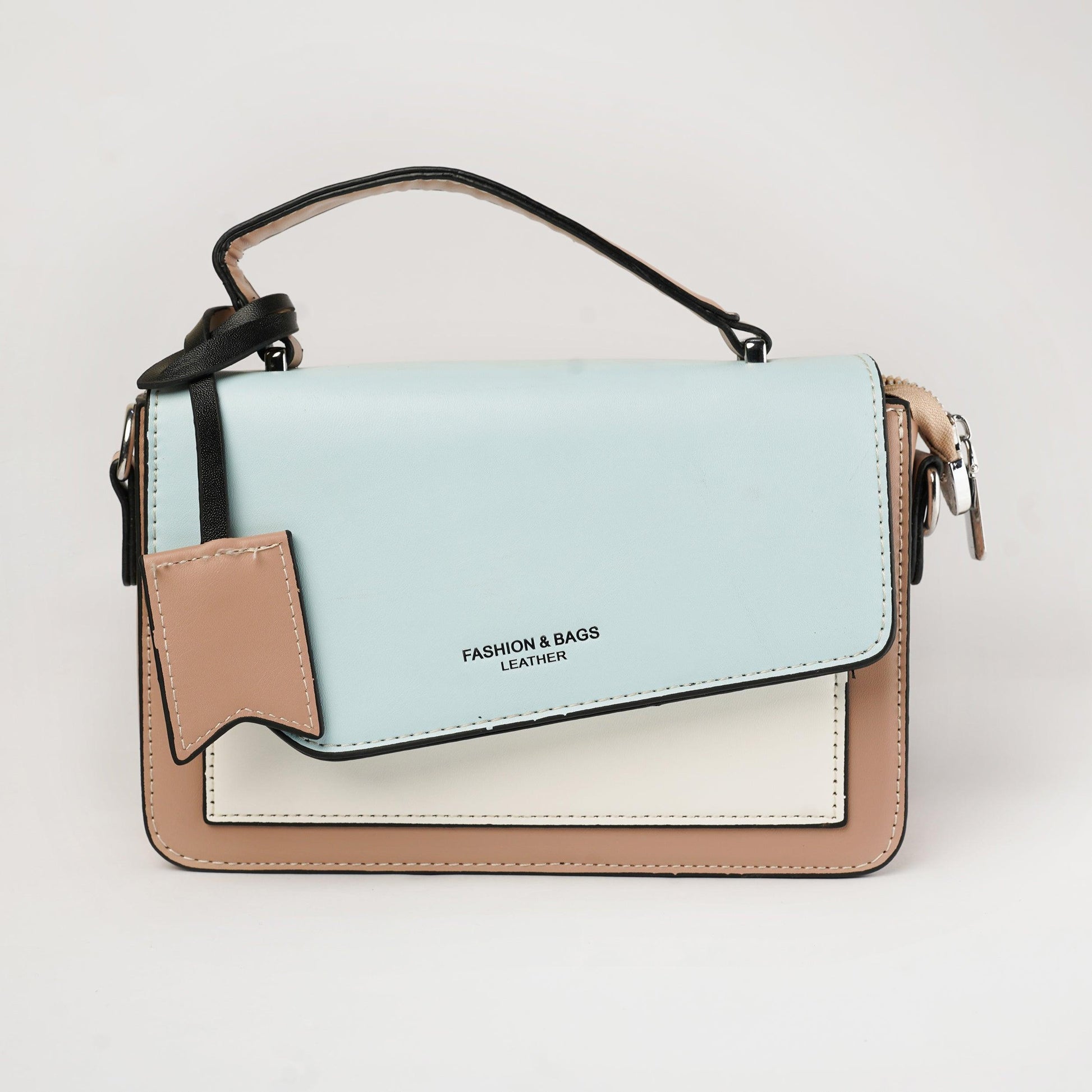 Pastel Panache Two-Tone Shoulder Bag with Sleek Bow Detail - Zari Villas