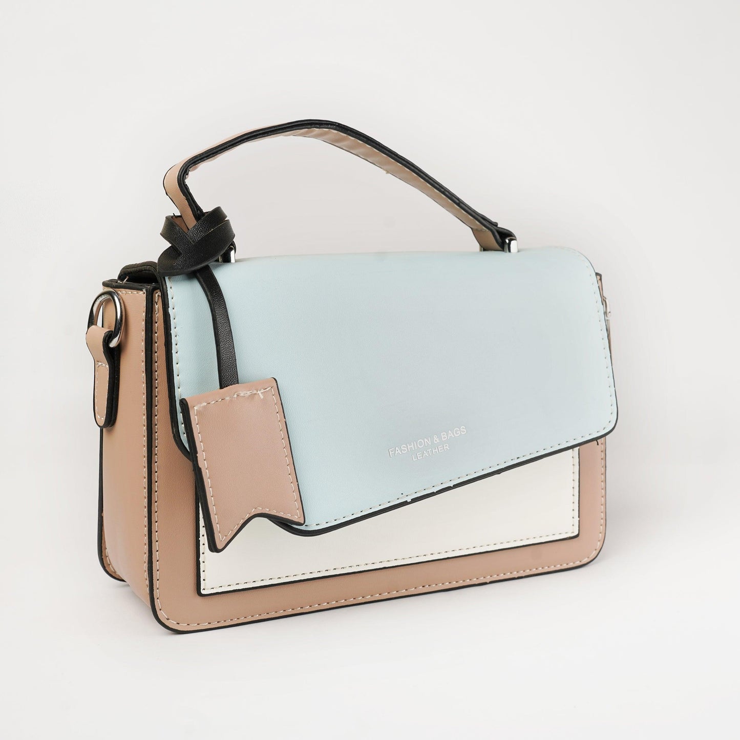 Pastel Panache Two-Tone Shoulder Bag with Sleek Bow Detail - Zari Villas