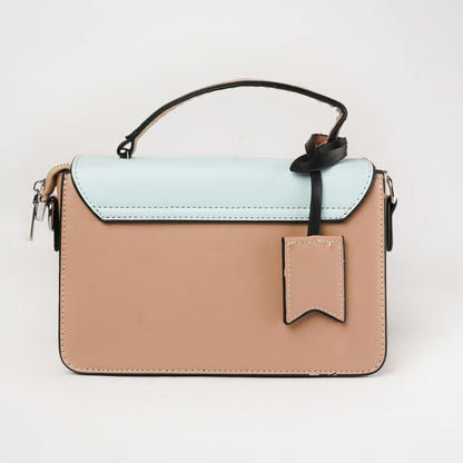 Pastel Panache Two-Tone Shoulder Bag with Sleek Bow Detail - Zari Villas