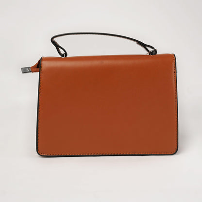 Tan Elegance Handbag with Signature Clasp and Contrast Stitching - Zari Villas