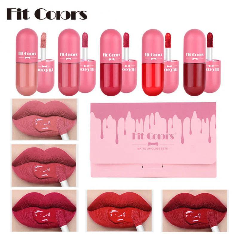 Pack of 5 Matte Lip Gloss Kit | 5 Capsule Matte Lipstick Set| Pack of 5 Lip Gloss set - Zari Villas