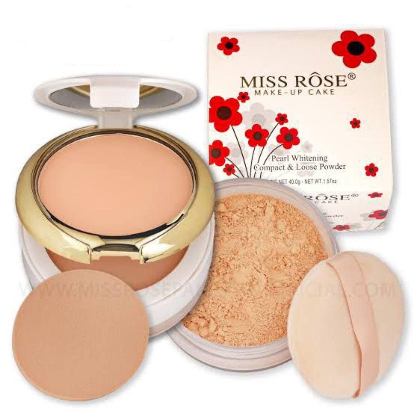 3D Compact and Loose Powder | Miss Rose Pearl Whitening Compact & Loose Powder - Zari Villas