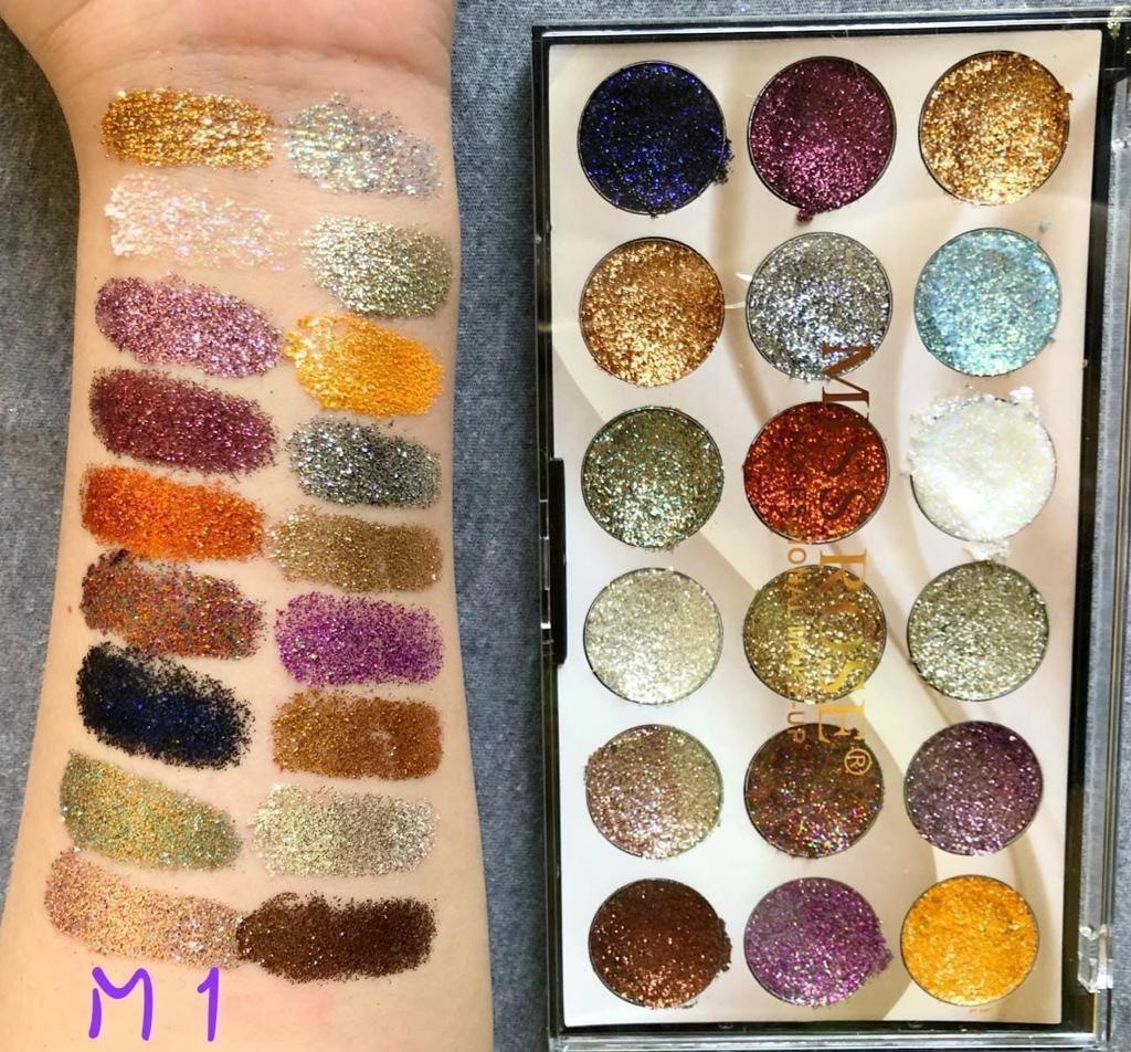 18 Coloured Glitter Eyeshadow | Miss Rose 18-Color Sequin Glitter Eyeshadow Palette - Zari Villas