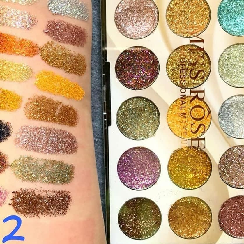 18 Coloured Glitter Eyeshadow | Miss Rose 18-Color Sequin Glitter Eyeshadow Palette