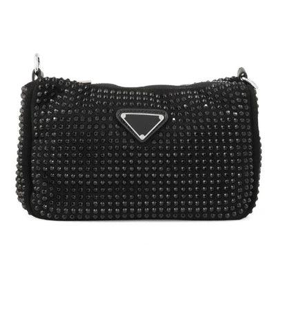 Noir Radiance Studded Clutch with Chain Strap - Zari Villas