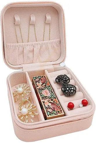 Portable Travel Mini Jewelry Box | Leather Jewellery Organizer - Zari Villas