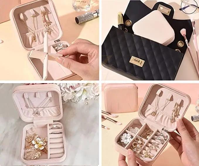 Portable Travel Mini Jewelry Box | Leather Jewellery Organizer - Zari Villas