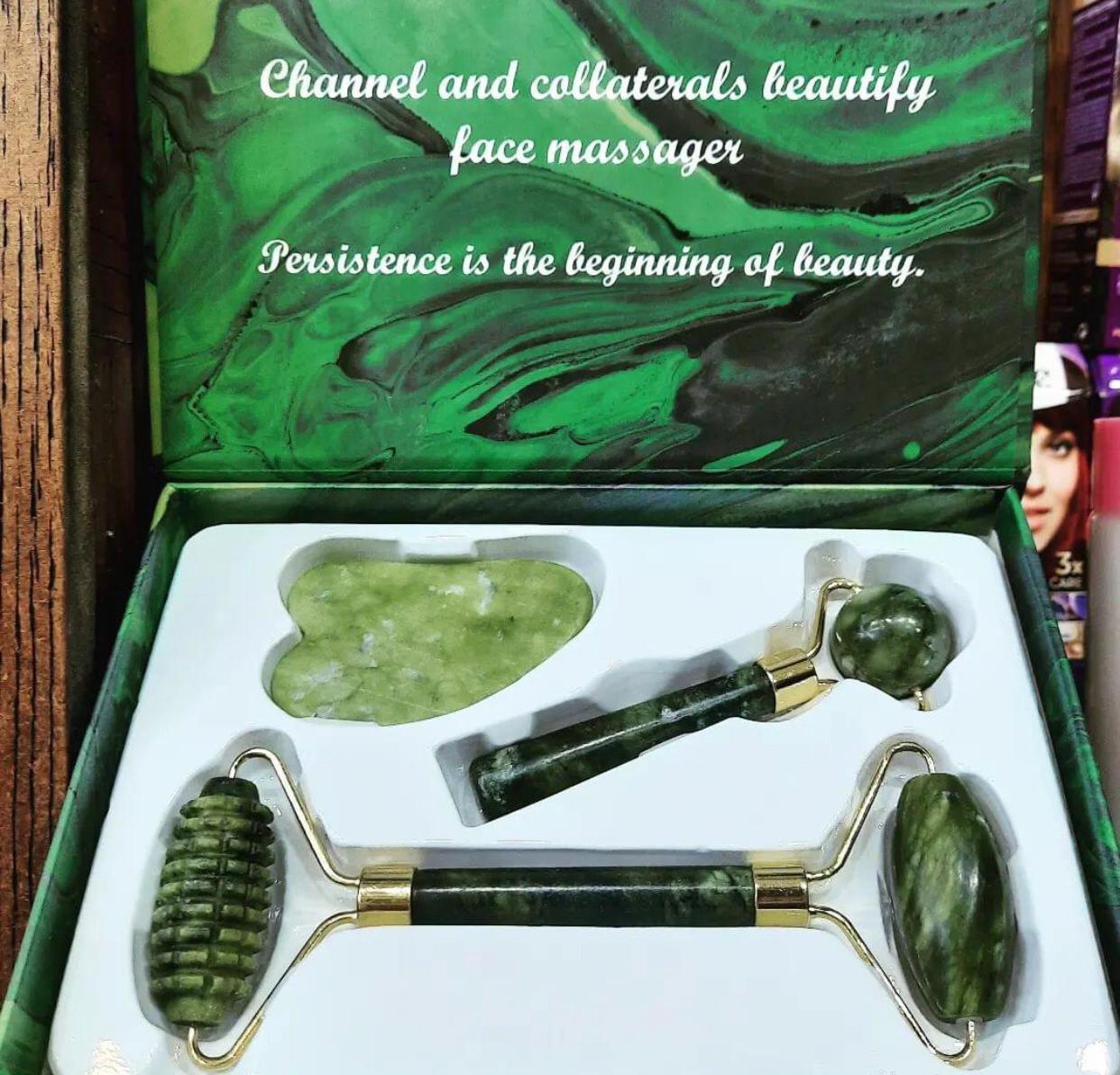 Crafted Jade Facial Roller & Gua Sha Set | Ultimate Jade Skincare Set | Jade Facial Tools | Anti-Aging Jade Facial Massage Tools - Zari Villas