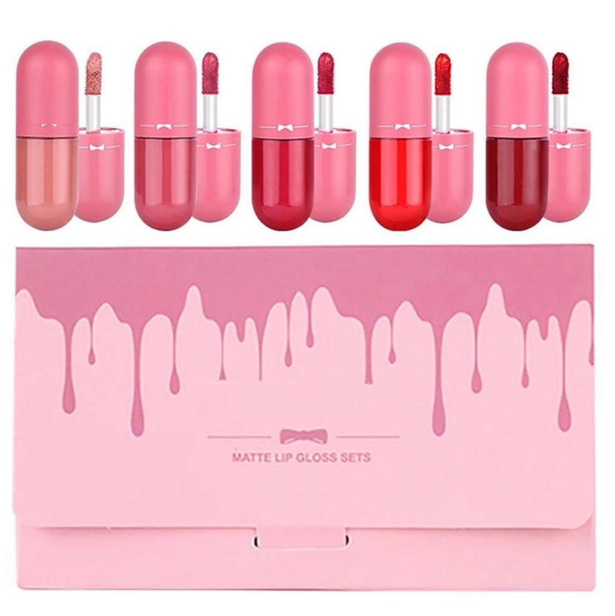 Pack of 5 Matte Lip Gloss Kit | 5 Capsule Matte Lipstick Set| Pack of 5 Lip Gloss set - Zari Villas