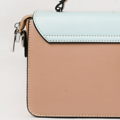 Pastel Panache Two-Tone Shoulder Bag with Sleek Bow Detail - Zari Villas