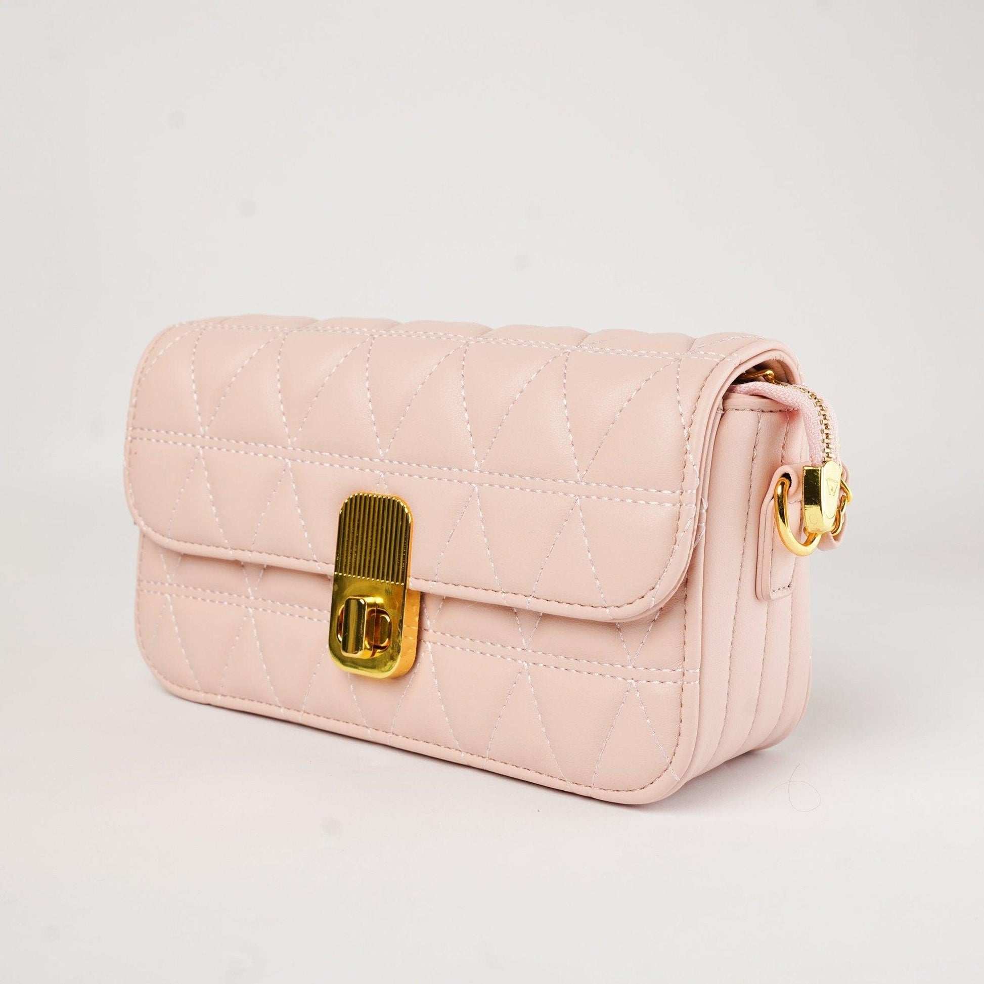 Blush Charm Quilted Crossbody Bag with Gold-Tone Clasp - Zari Villas