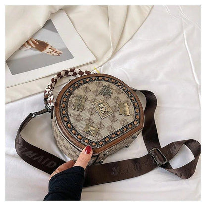 Chic Elegance Round Satchel – Vintage Inspired Designer Handbag - Zari Villas