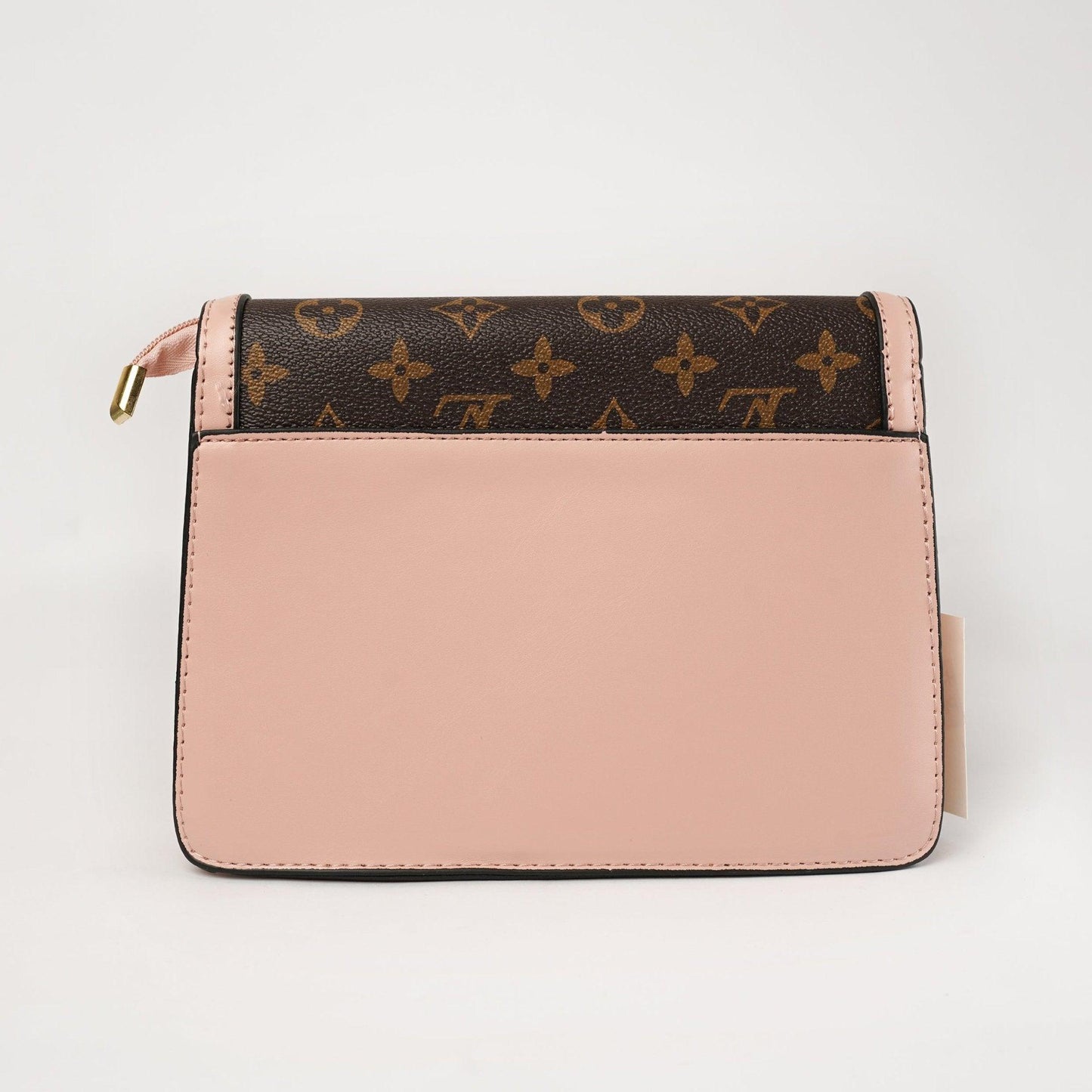 Chic Monogram Crossbody Bag with Blush Pink Flap and Gold-Tone Accents - Zari Villas