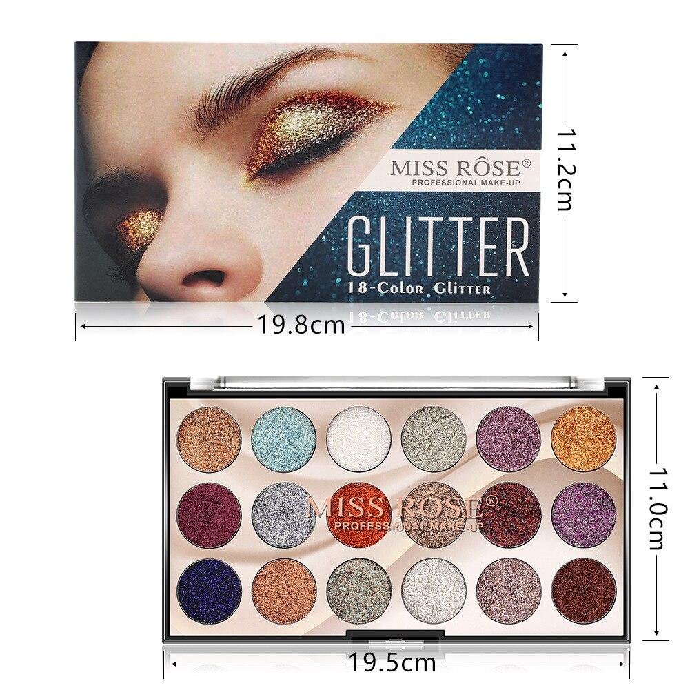 18 Coloured Glitter Eyeshadow | Miss Rose 18-Color Sequin Glitter Eyeshadow Palette