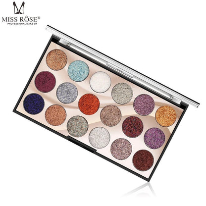 18 Coloured Glitter Eyeshadow | Miss Rose 18-Color Sequin Glitter Eyeshadow Palette