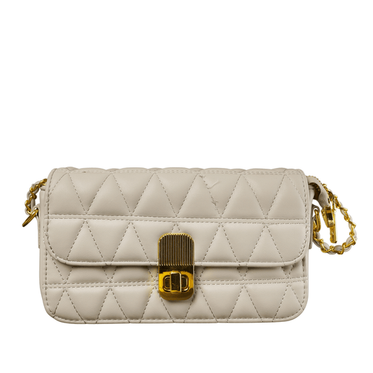 Elegant Cream Quilted Chain Clutch - Zari Villas