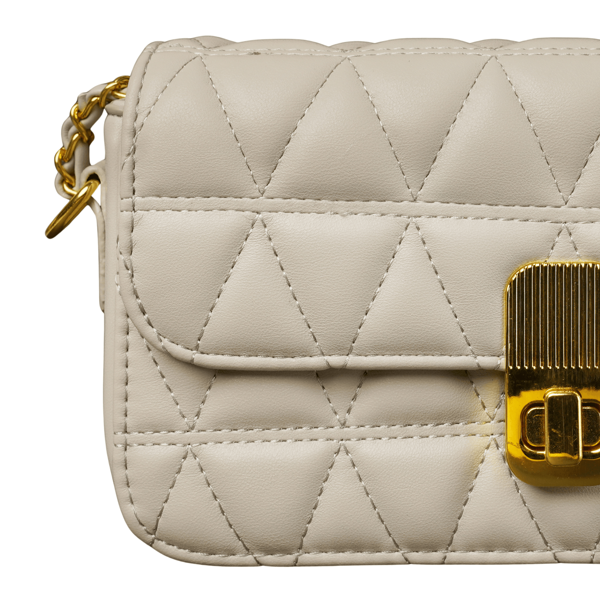 Elegant Cream Quilted Chain Clutch - Zari Villas