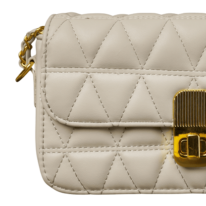 Elegant Cream Quilted Chain Clutch - Zari Villas